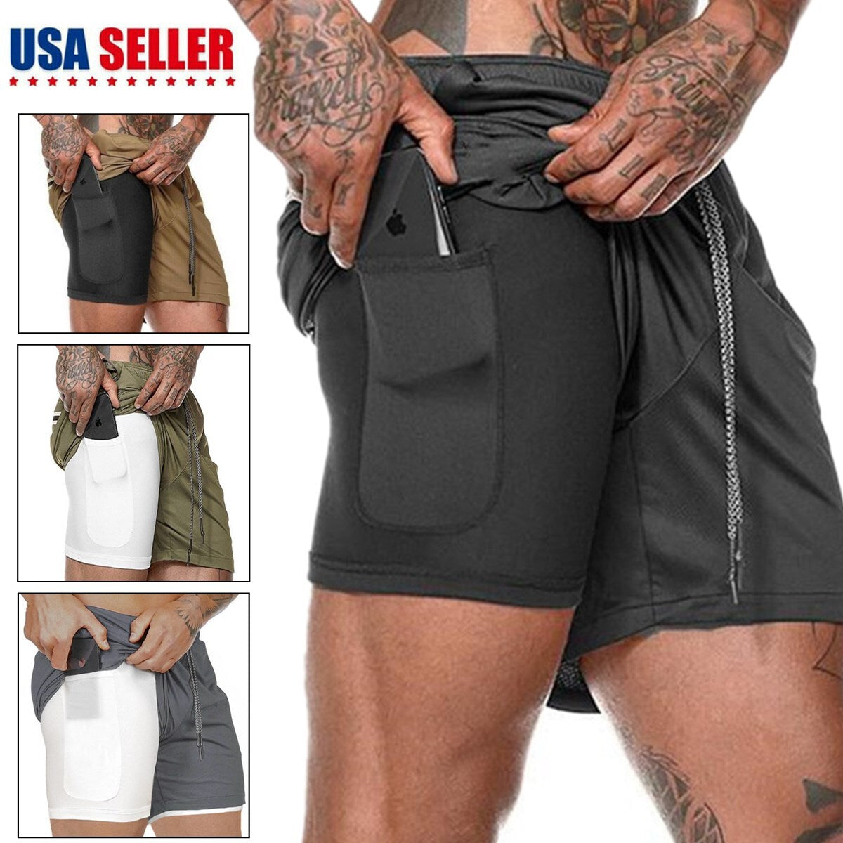 Mens Shorts Elasticated Waist Jogging Shorts Gym Workout Shorts Fitness Running
