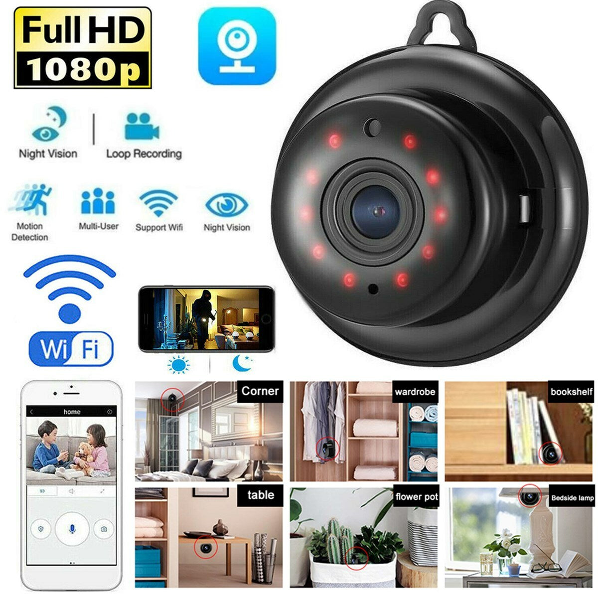 CCTV Camera Wifi 1080P Wireless IR Indoor Outdoor Security Night Vision Home CAM
